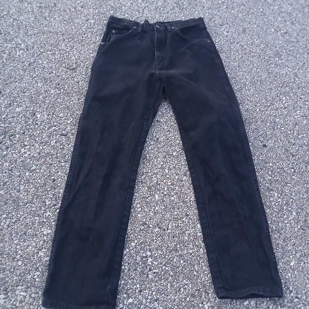 Wrangler Jeans Mens 34x32 Black Relaxed Straight Denim Rugged Wear Pants Casual